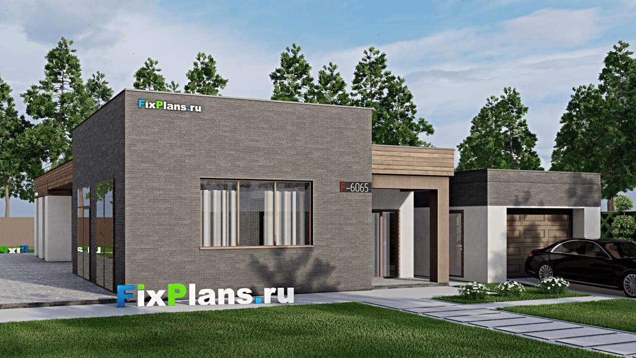 Одноэтажный дом F-6065 — фасад