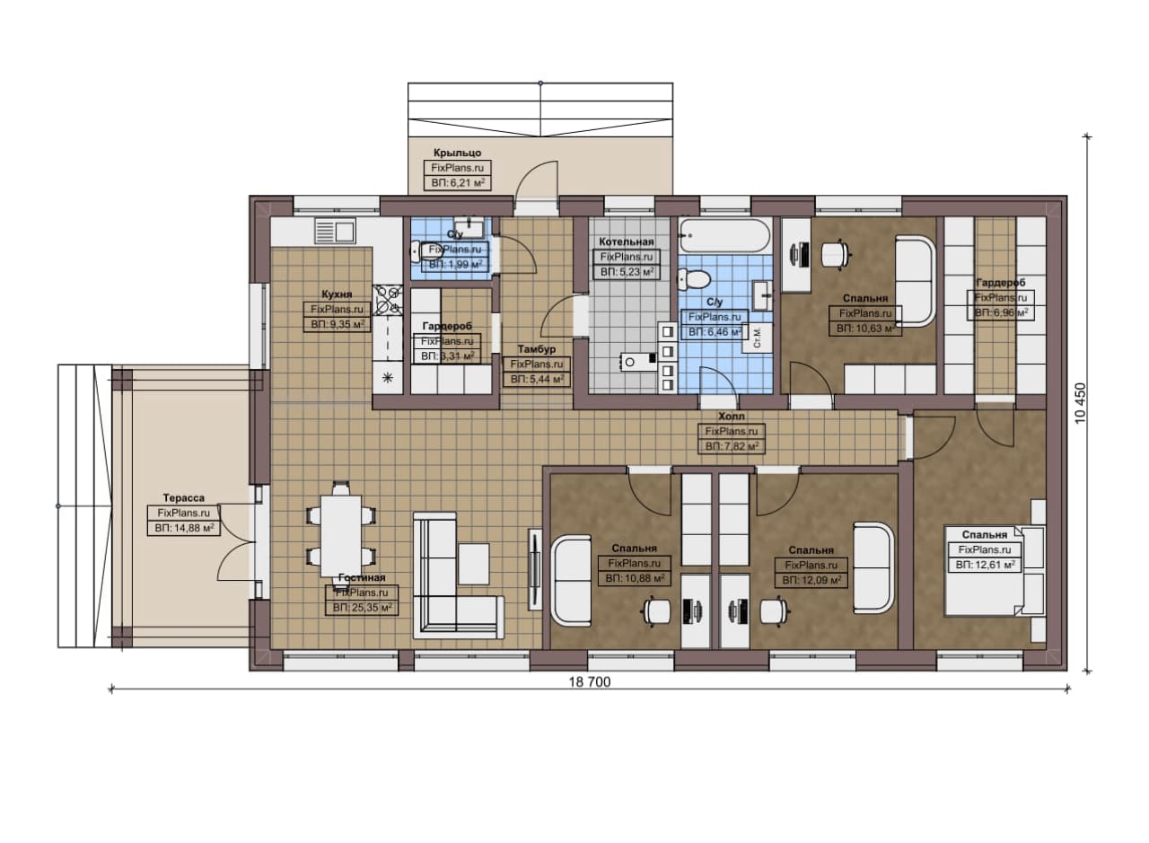 Планировка Одноэтажный дом F-8837