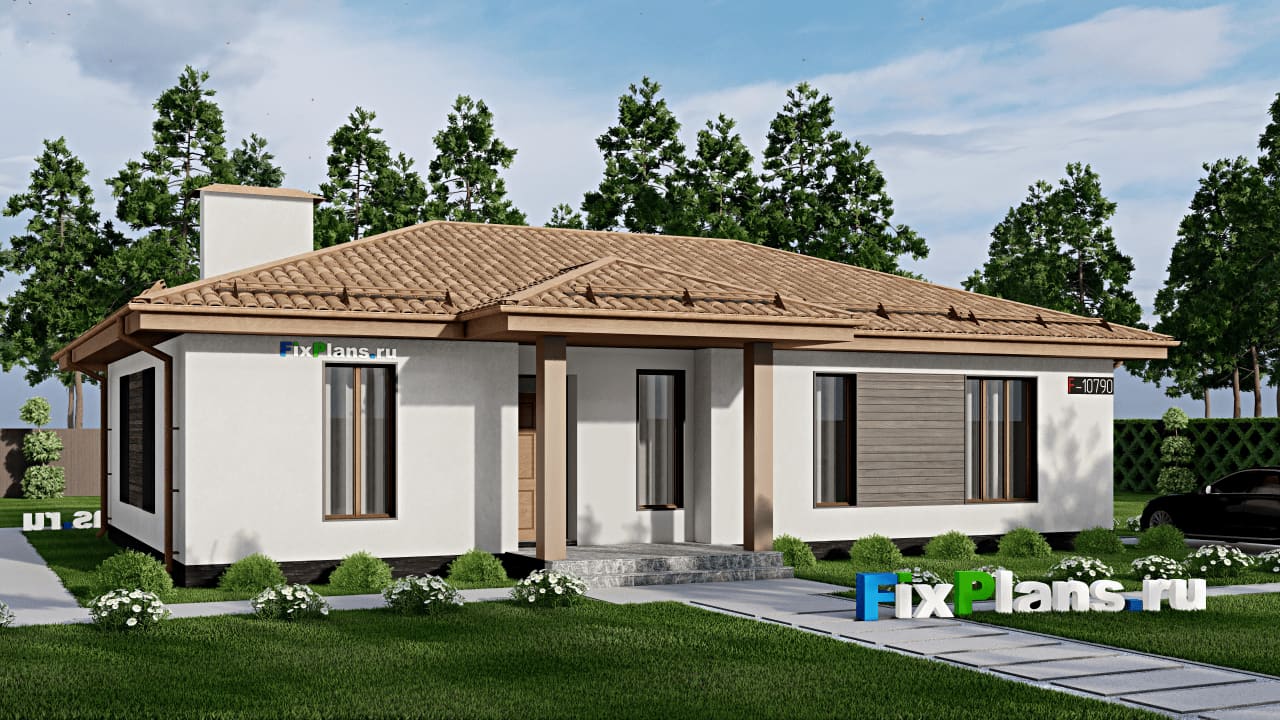 Одноэтажный дом F-10790 — фасад
