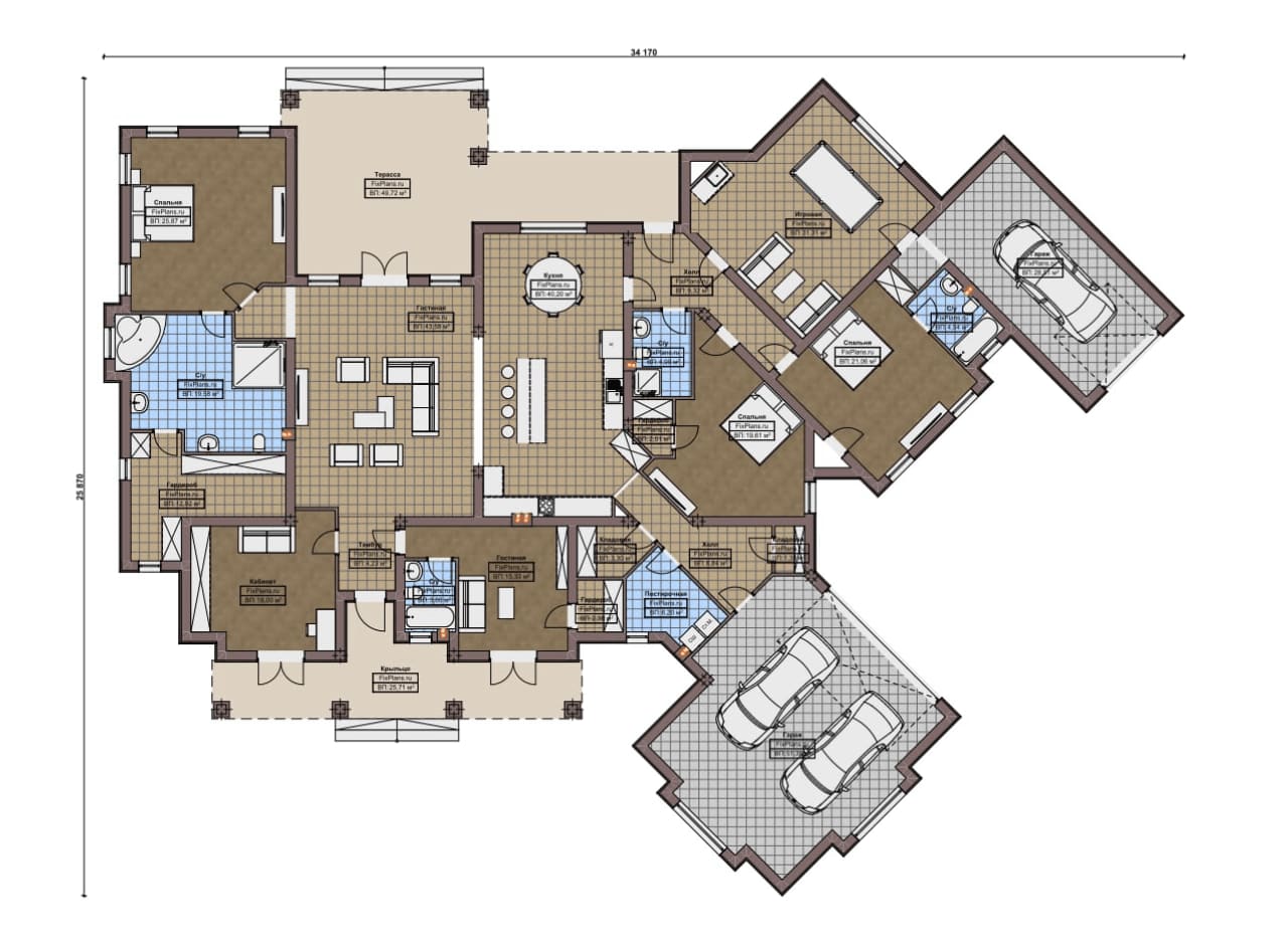 Планировка Одноэтажный дом F-17216