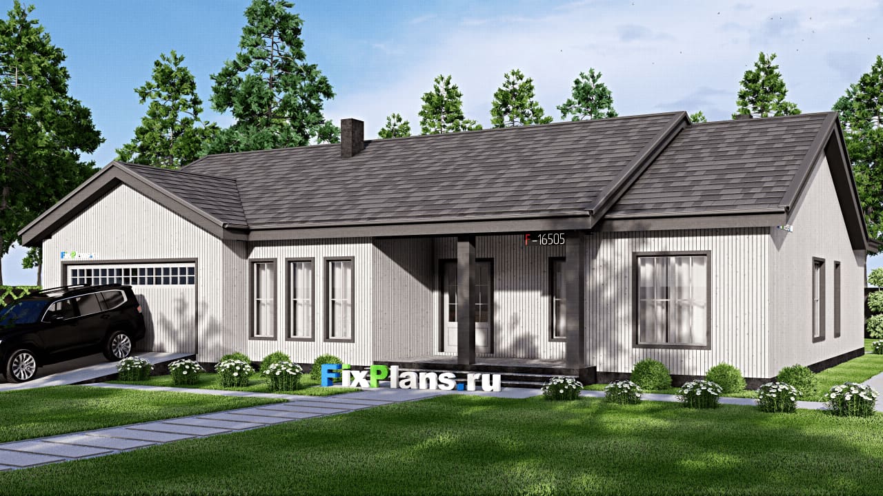 Одноэтажный дом F-16505 — фасад