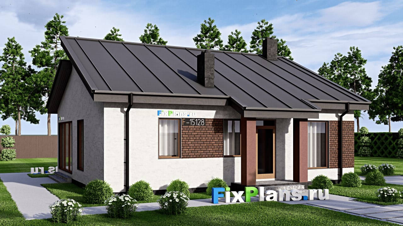 Одноэтажный дом F-15128 — фасад