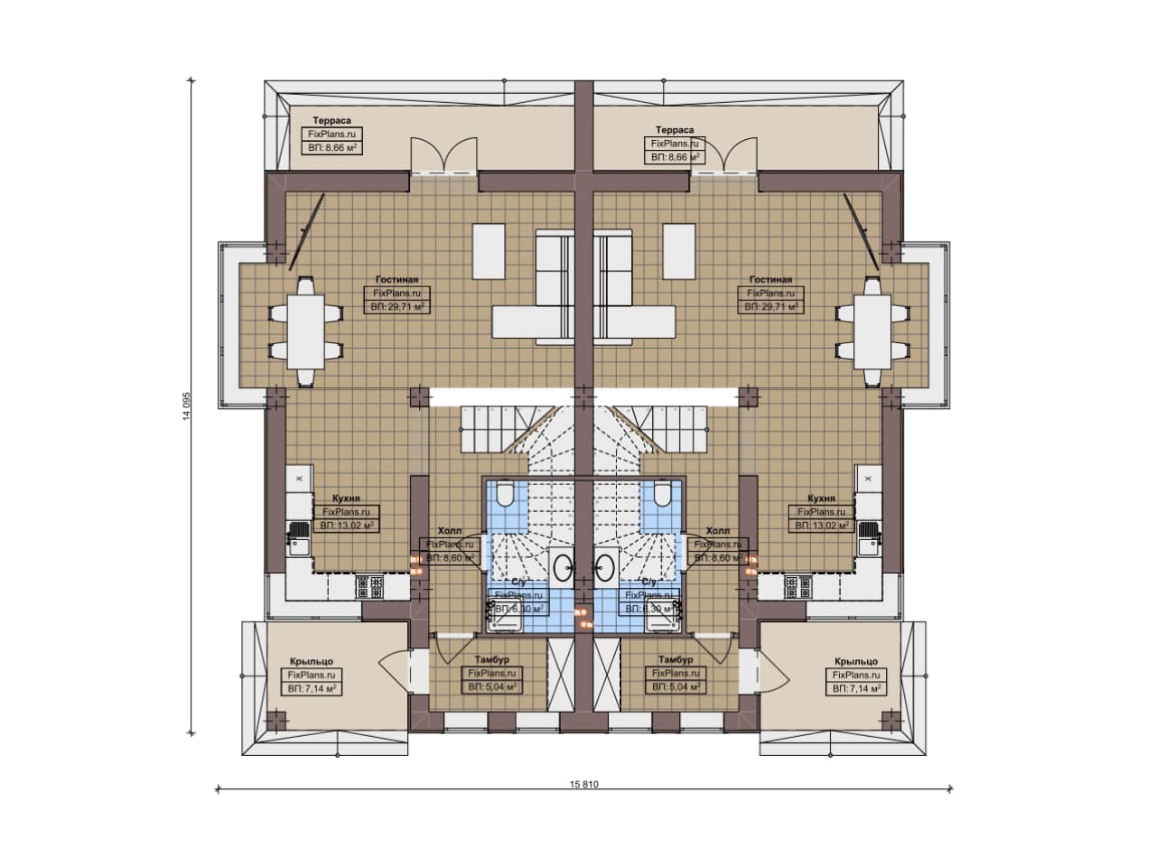 Планировка Одноэтажный дом с мансардой  F-15992